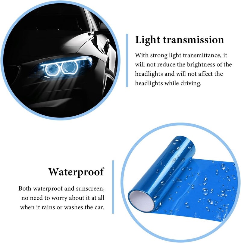 MUQIDA Headlight Vinyl Film Sticker Sheet Roll, 47.2"×11.8" Self-Adhesive Tint Vinyl Film for Car Tail Lights Fog Lights, Air-Release Headlight Tint Wrap Film with Squeegee & Cutter (Dark Blue) - Image 4